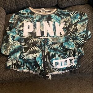 Victoria's Secret Rashguard Set - Black and Blue Leaf Print